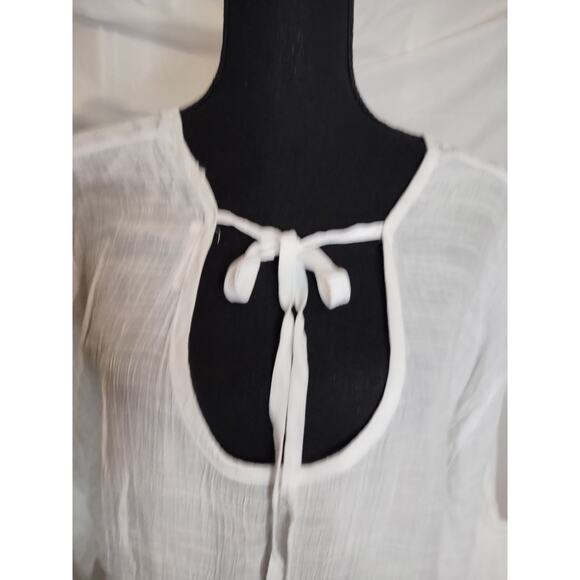 Ekouaer Swimsuit Coverup Women's Size XL White Ruffles V-neck Tie Back Sheer - Picture 4 of 7